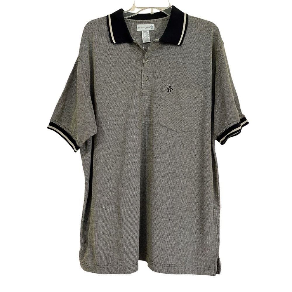 Vintage Munsingwear Penguin Polo Shirt Size Large Short Sleeve Gray Black